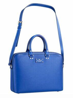 Kate Spade Wellesley Tanner Leather Laptop Bag Blueberry Jam Never Used